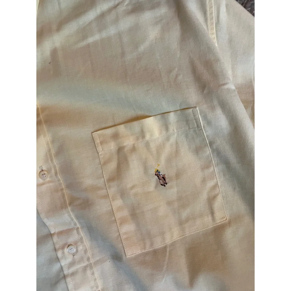 Polo Ralph Lauren Mens Short Sleeve Oxford Button Down Shirt Yellow Pony Logo 20